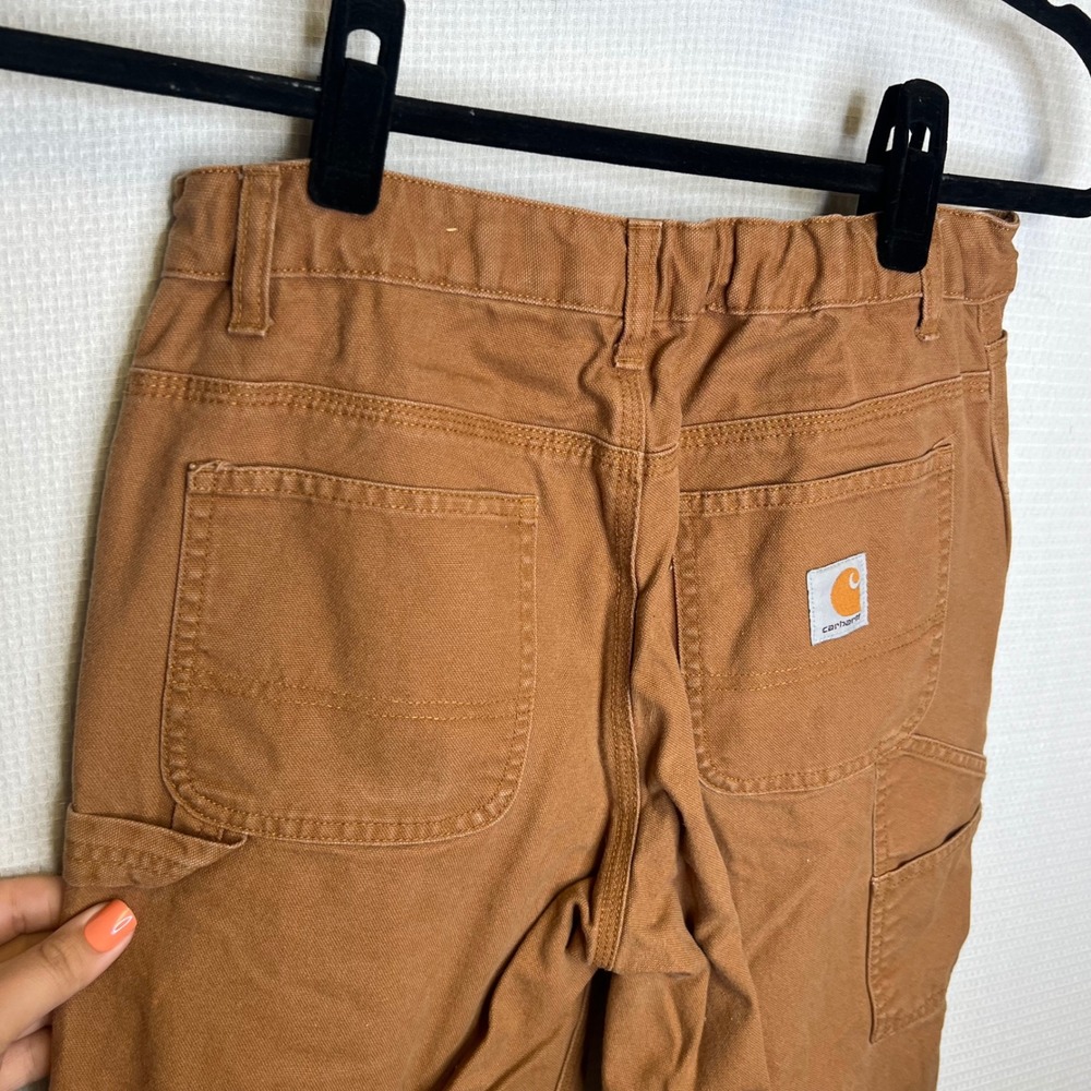 Carhartt Kids Brown Canvas Carpenter Pants Size 16 Adjustable Waist